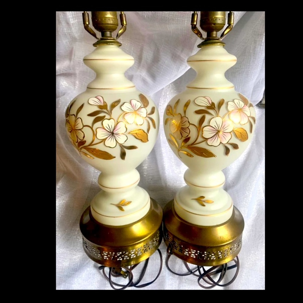 Two Vintage Hand Painted Bavarian Lamps